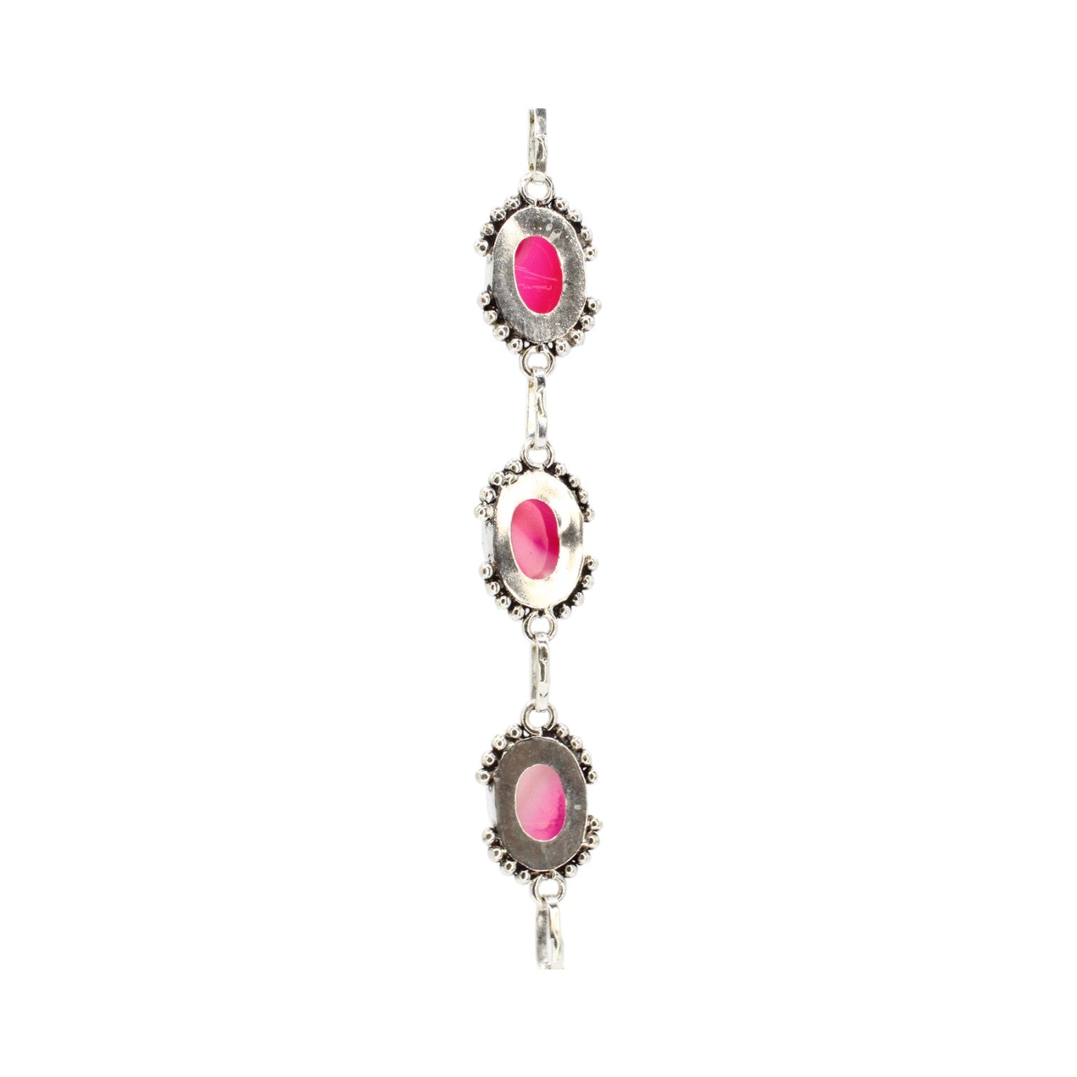 Genuine Oval Pink Agate Tennis Bracelet