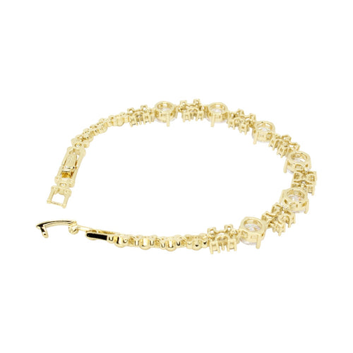 Cubic Zirconia Solitaires and Snowflakes Tennis Bracelet