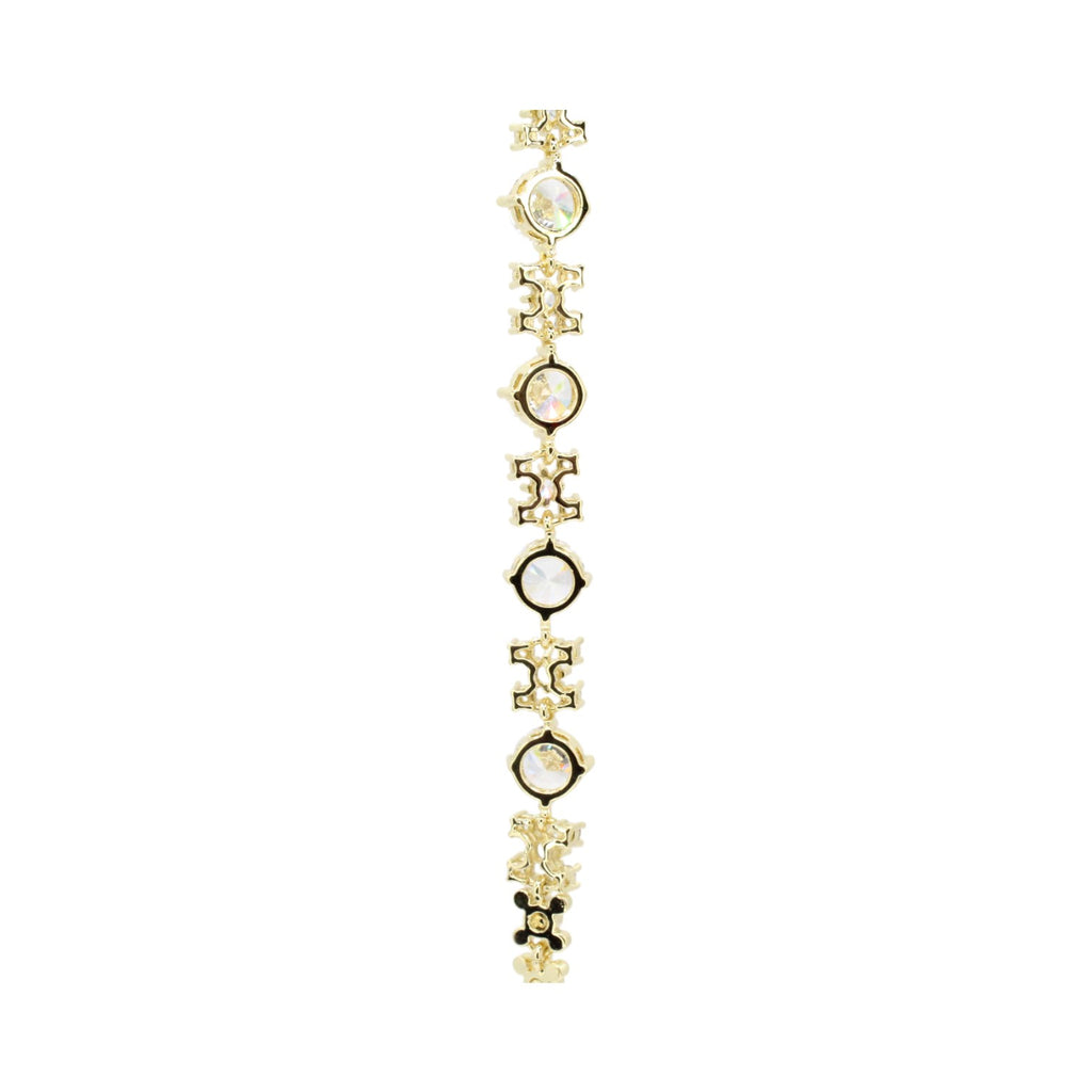 Cubic Zirconia Solitaires and Snowflakes Tennis Bracelet