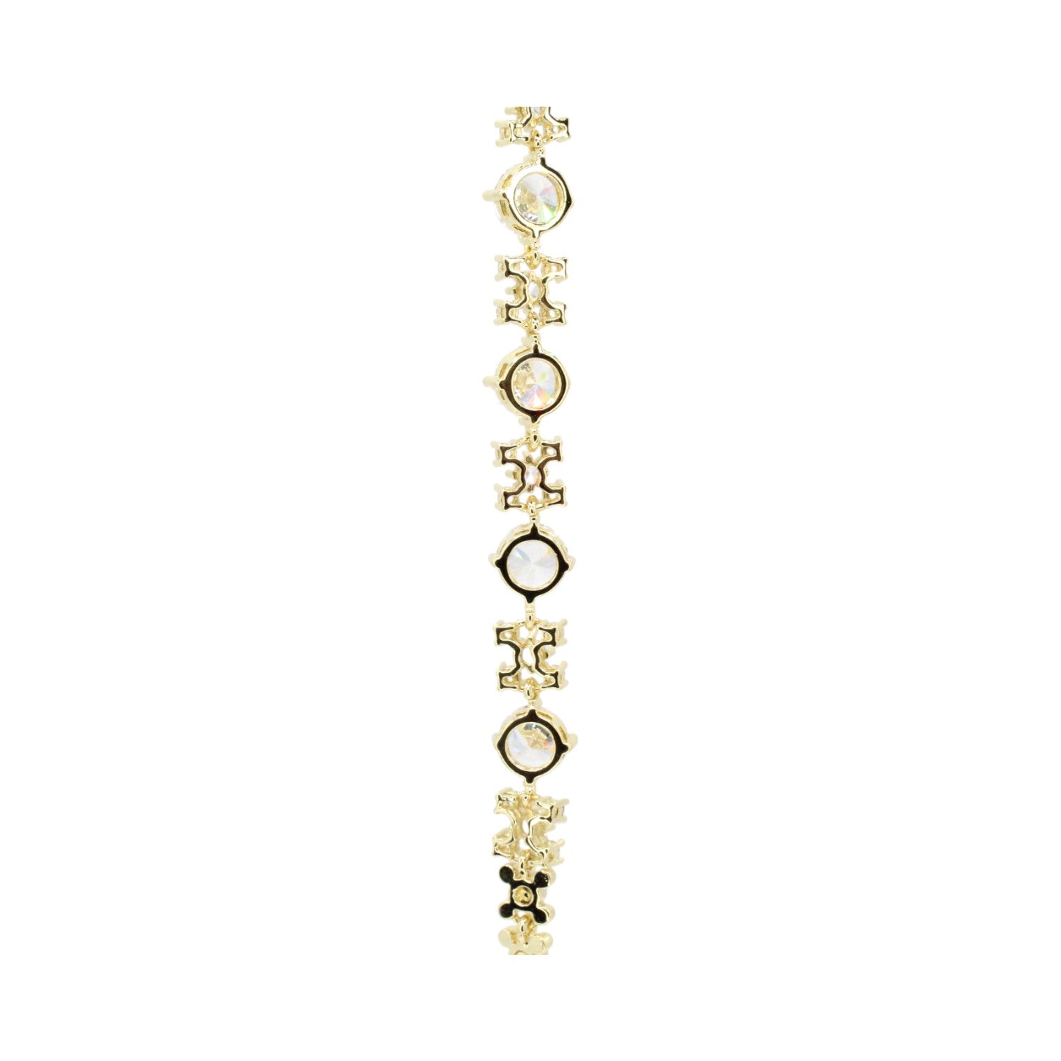 Cubic Zirconia Solitaires and Snowflakes Tennis Bracelet