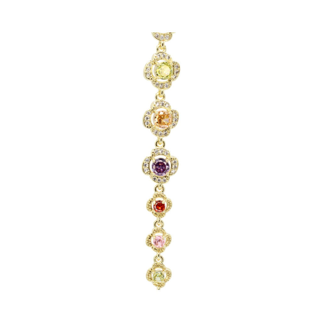 Pastel Multi Color Round Gemstones With CZ Clover Halos