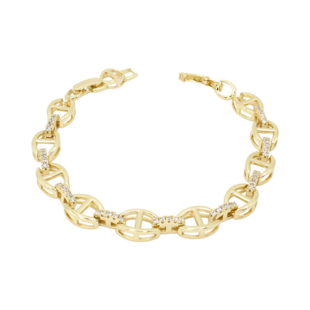 Geometric Gold & Cubic Zirconia Tennis Bracelet