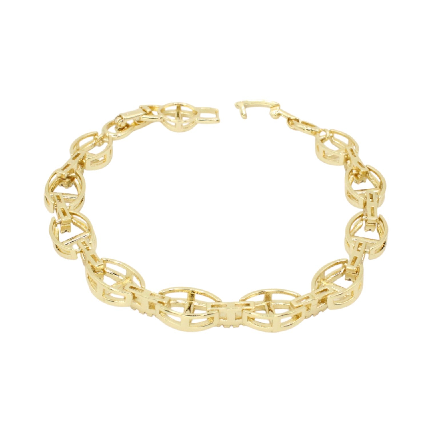 Geometric Gold & Cubic Zirconia Tennis Bracelet
