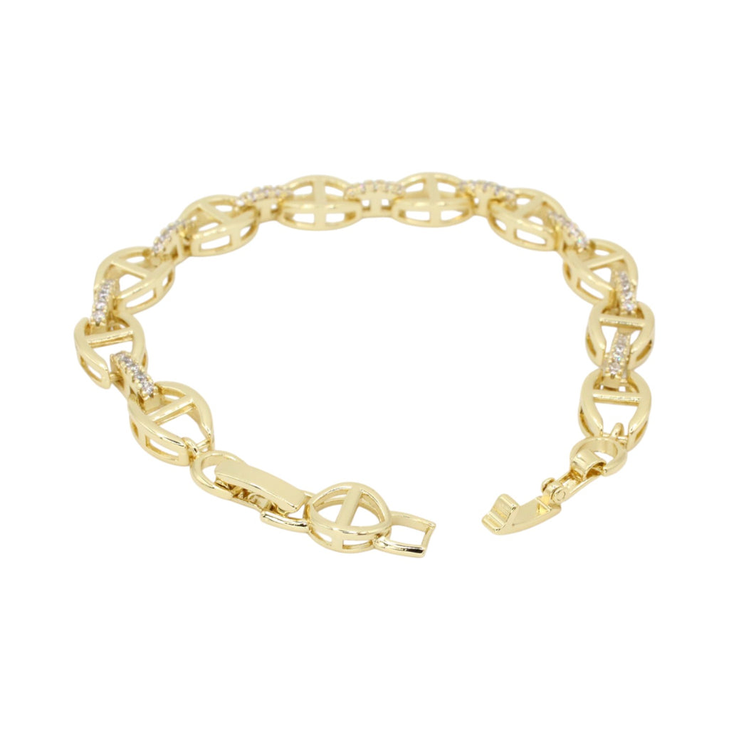 Geometric Gold & Cubic Zirconia Tennis Bracelet
