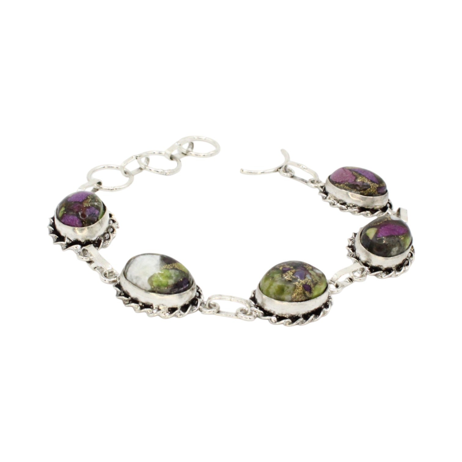 Genuine Purple Copper Turquoise Oval Bracelet