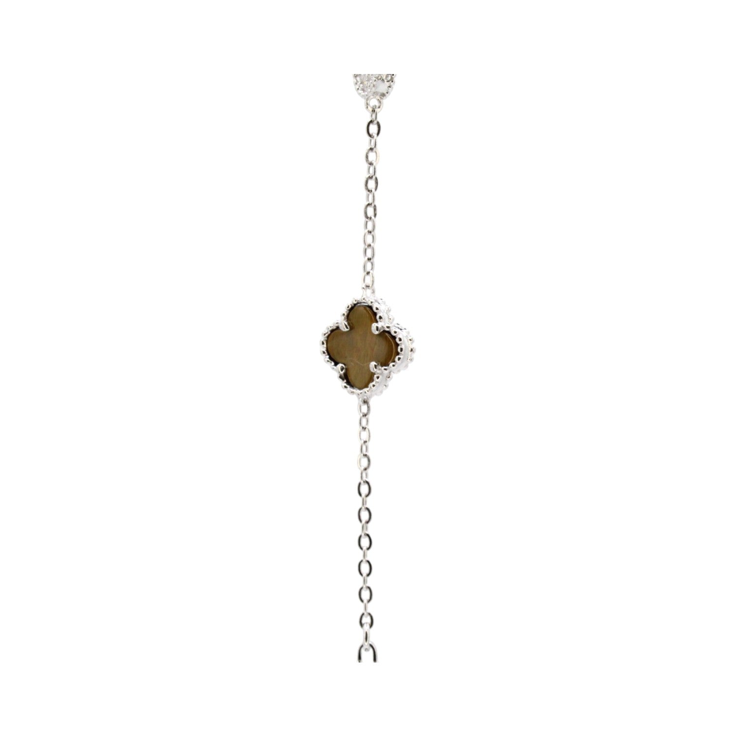 Moissanite & Tiger's Eye Micro Clover Tennis Bracelet