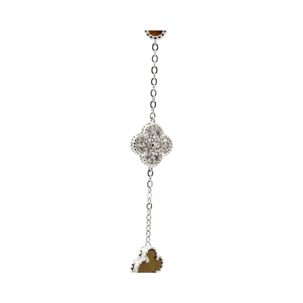 Moissanite & Tiger's Eye Micro Clover Tennis Bracelet