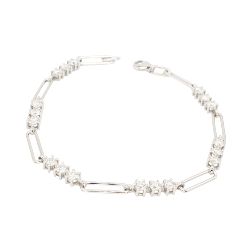 Moissanite 3-Stone Paperclip Tennis Bracelet