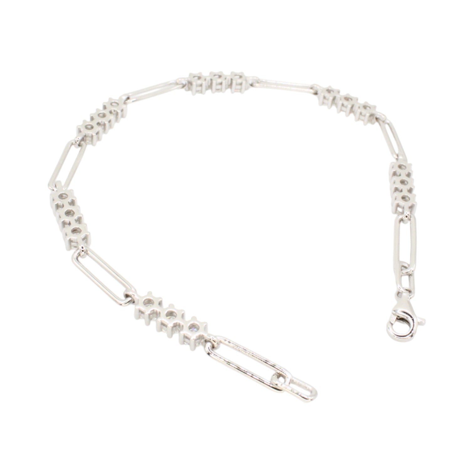 Moissanite 3-Stone Paperclip Tennis Bracelet