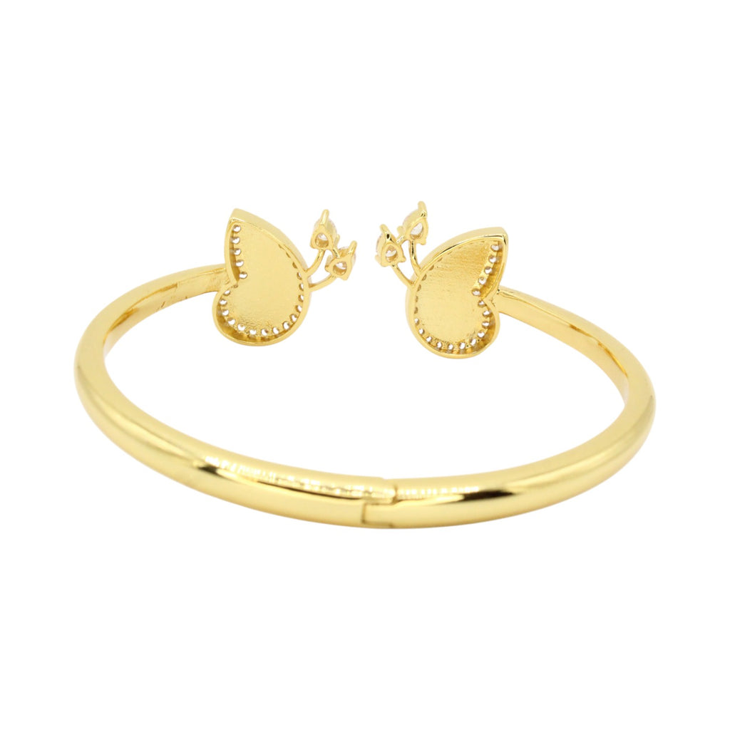 White Mother of Pearl & CZ Butterfly Hinge Bangle Bracelet