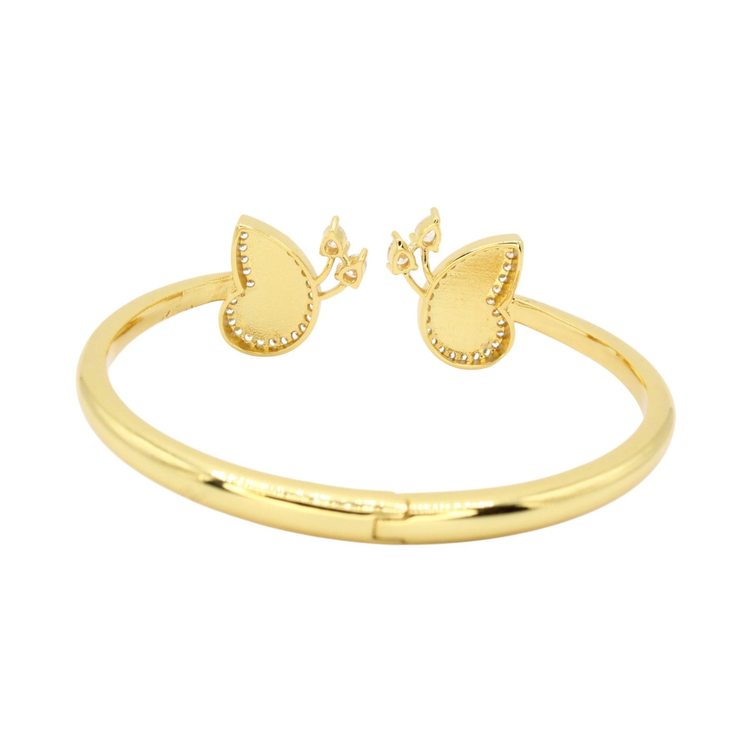 White Mother of Pearl & CZ Butterfly Hinge Bangle Bracelet