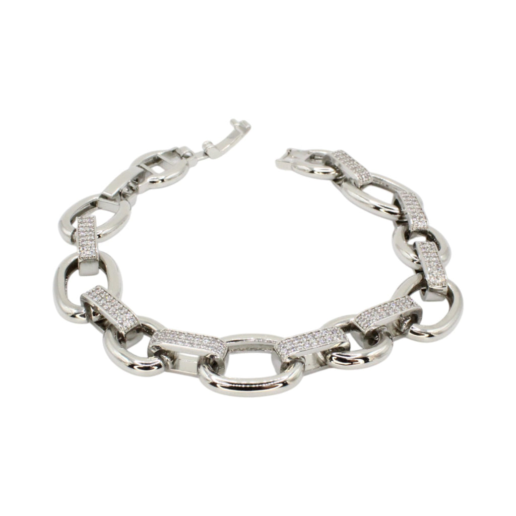 Cubic Zirconia Oval Link Chain Bracelet