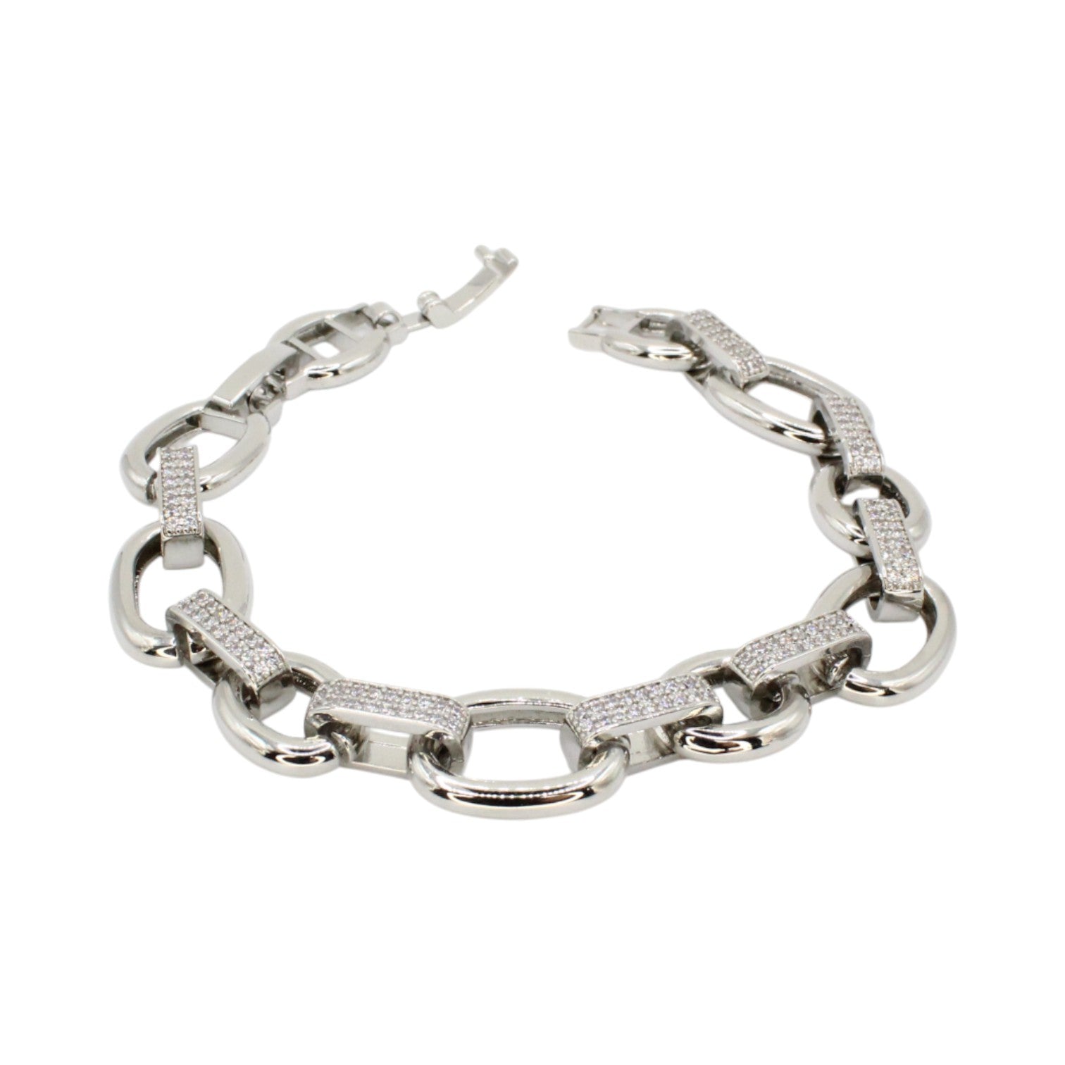 Cubic Zirconia Oval Link Chain Bracelet