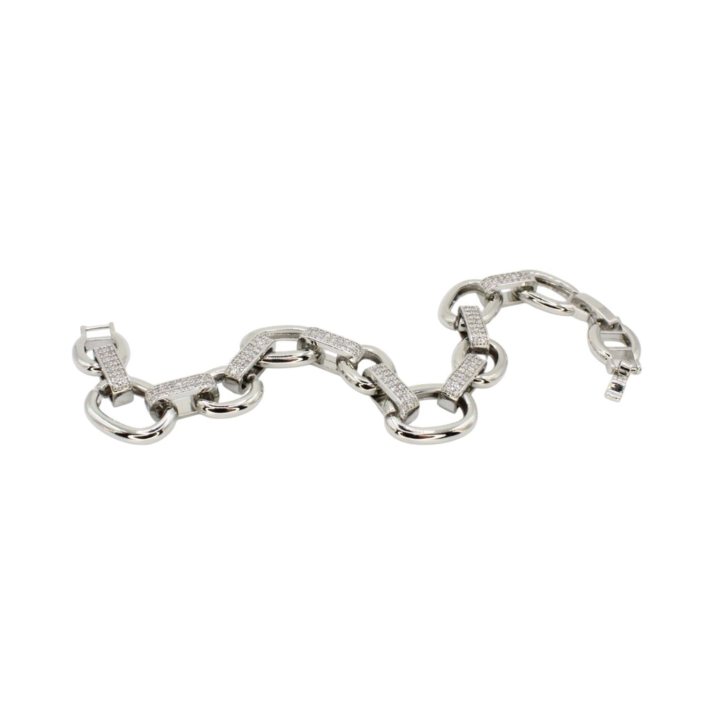 Cubic Zirconia Oval Link Chain Bracelet