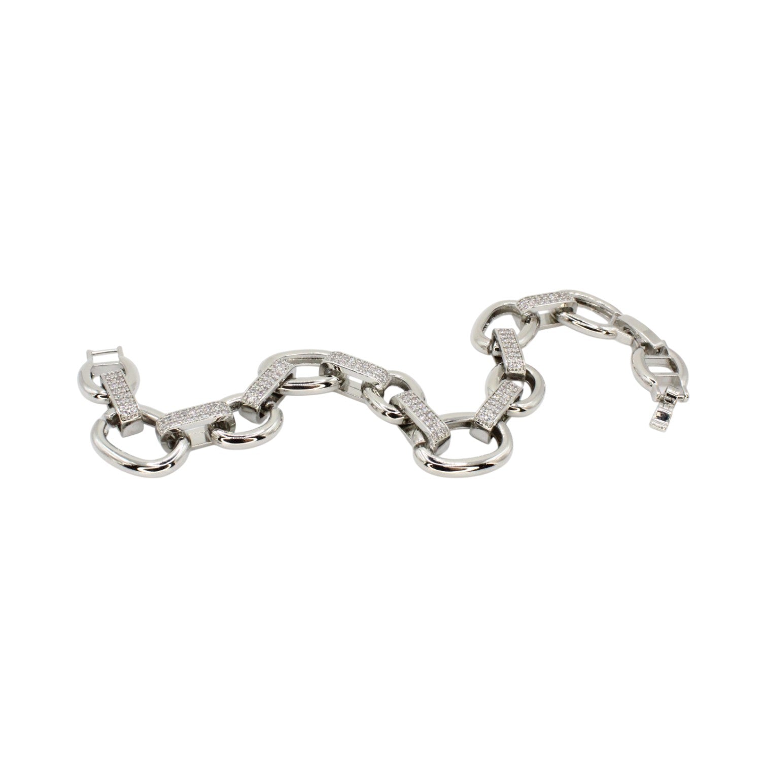 Cubic Zirconia Oval Link Chain Bracelet