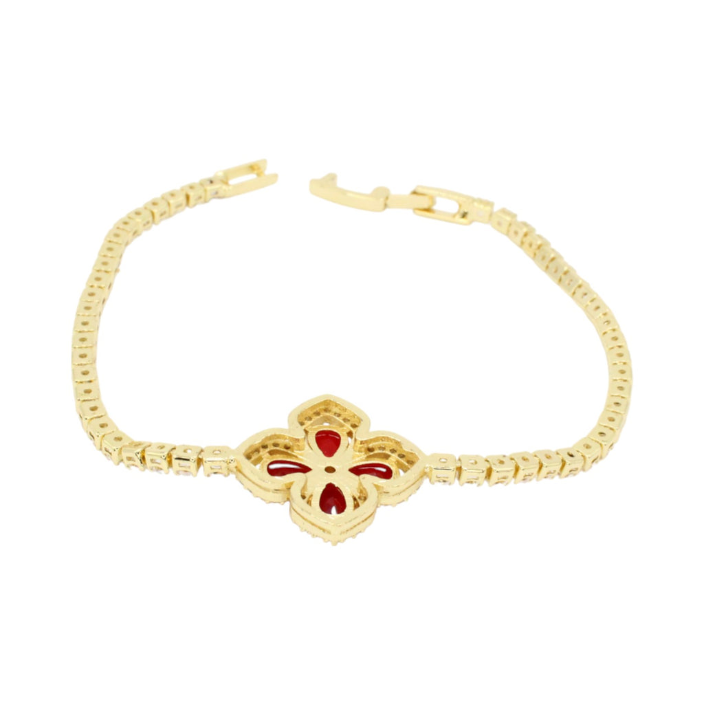 Cubic Zirconia Red Clover Tennis Bracelet