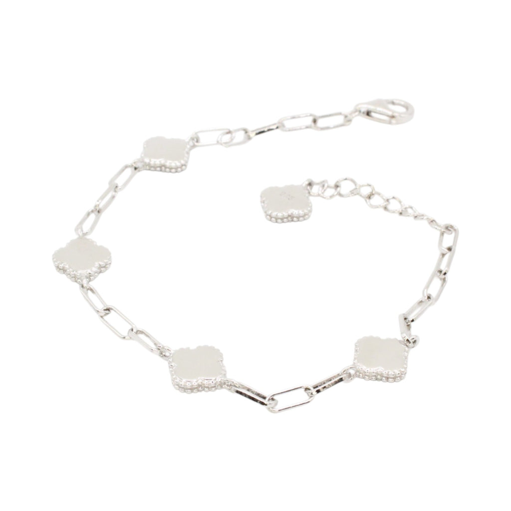 Genuine Black Onyx Micro Clover Paperclip Tennis Bracelet