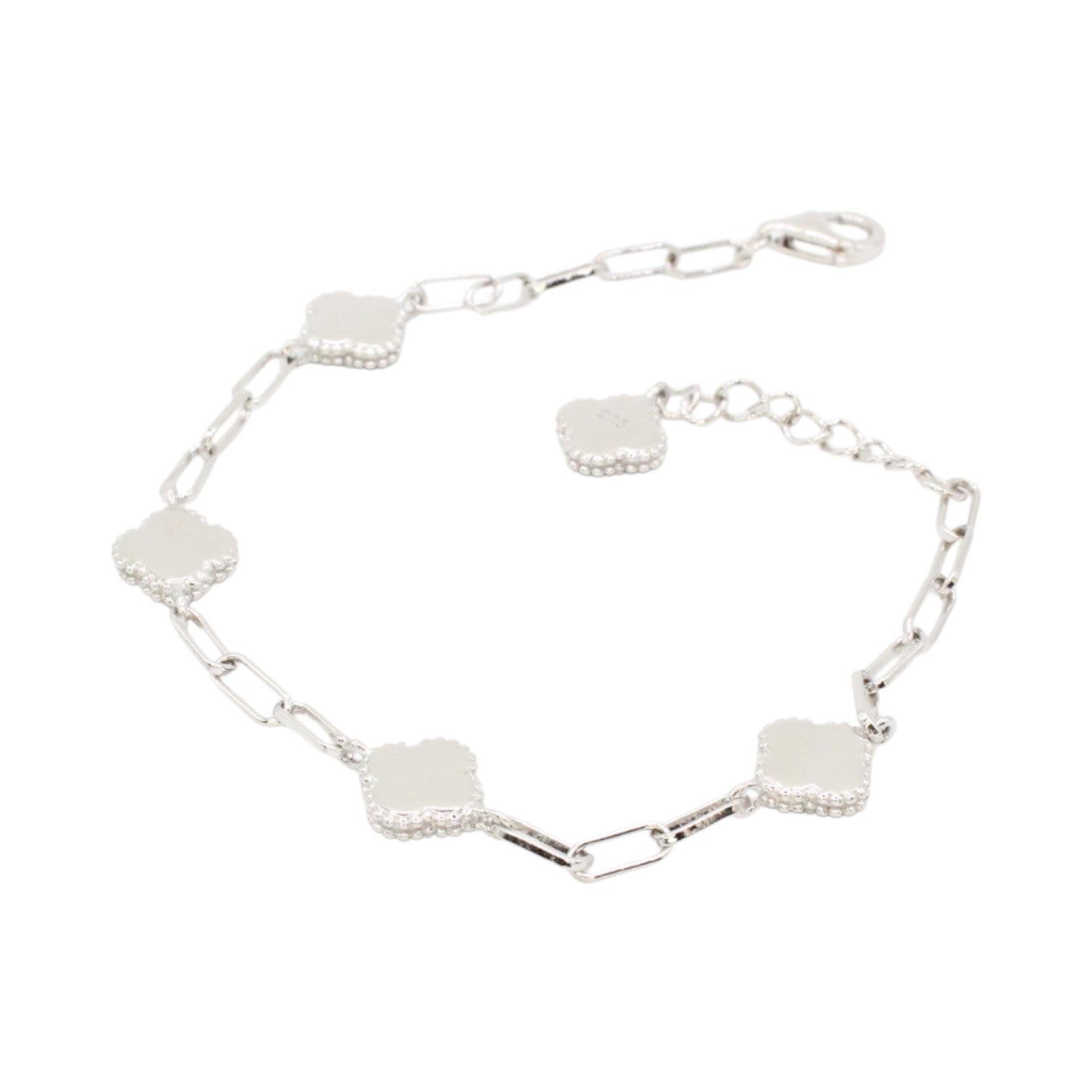 Genuine Black Onyx Micro Clover Paperclip Tennis Bracelet