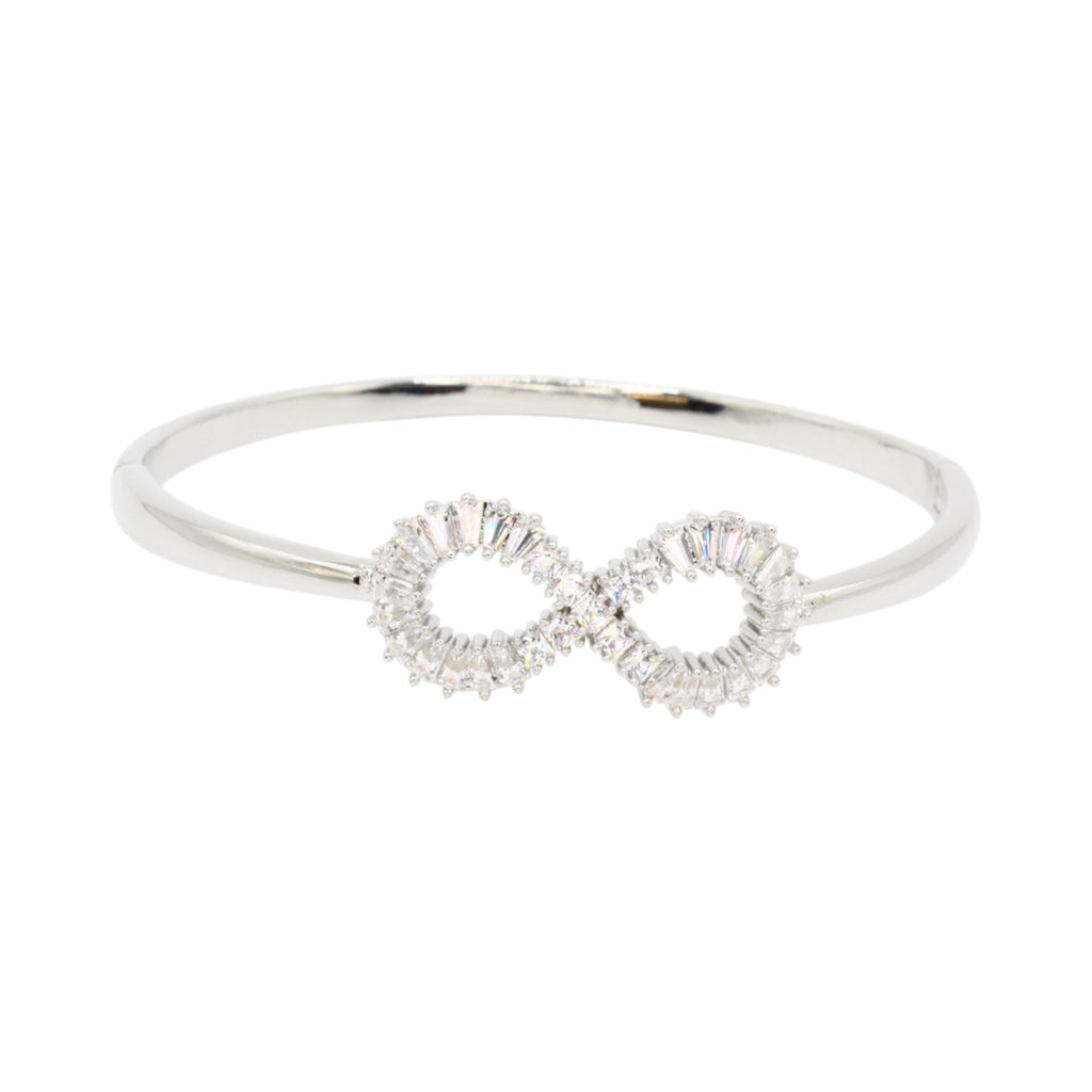 Cubic Zirconia Infinity Baguette Hinge Bangle Bracelet