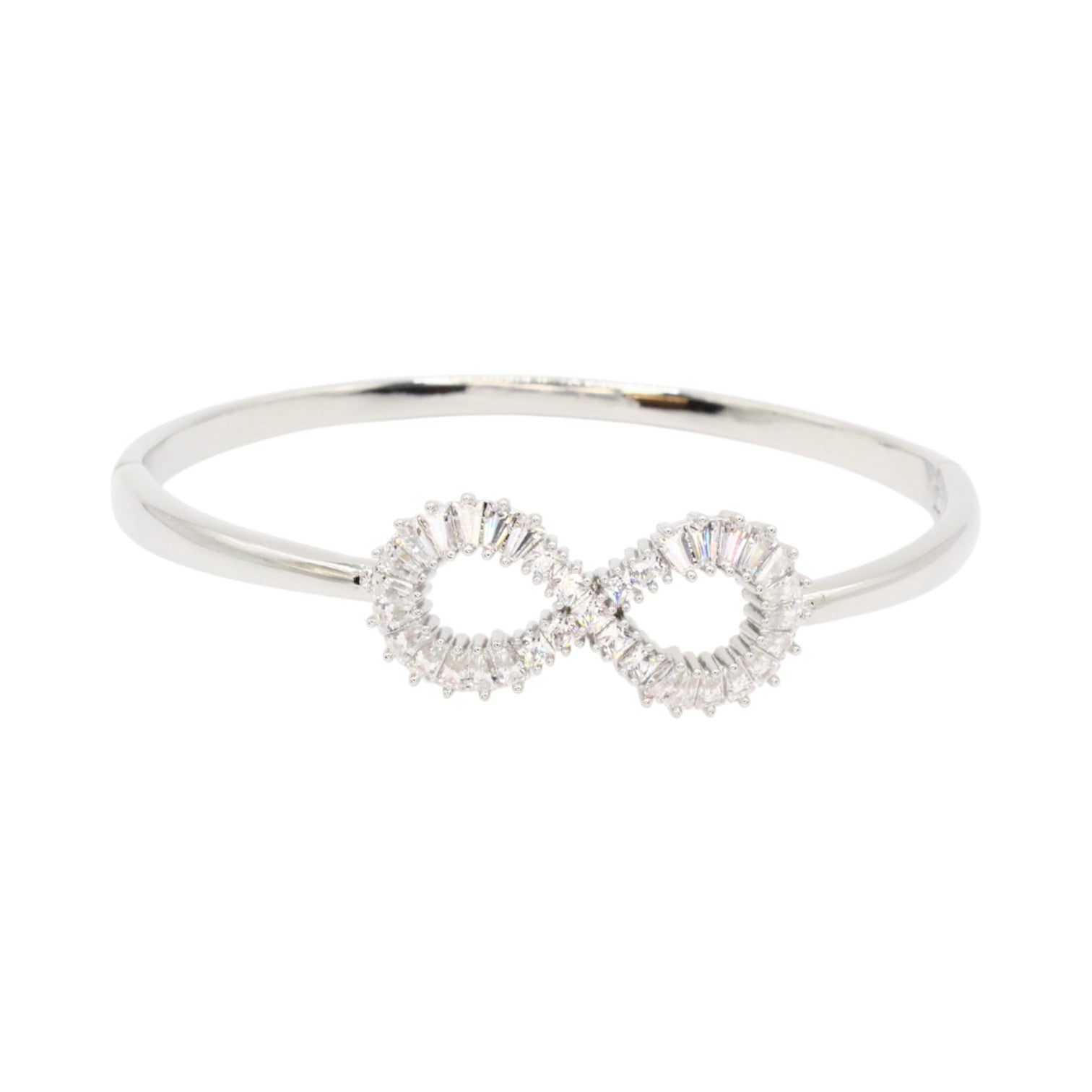 Cubic Zirconia Infinity Baguette Hinge Bangle Bracelet