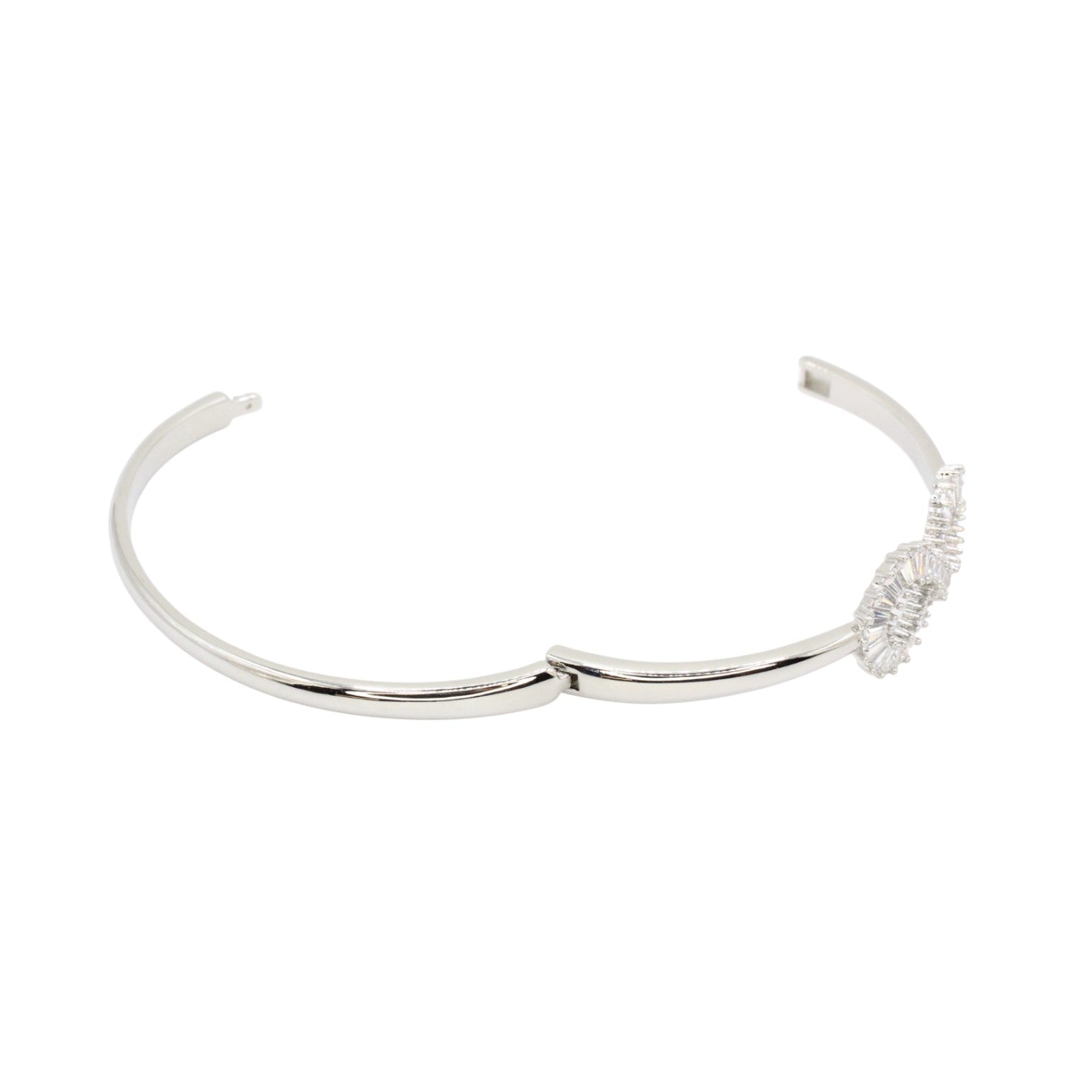 Cubic Zirconia Infinity Baguette Hinge Bangle Bracelet