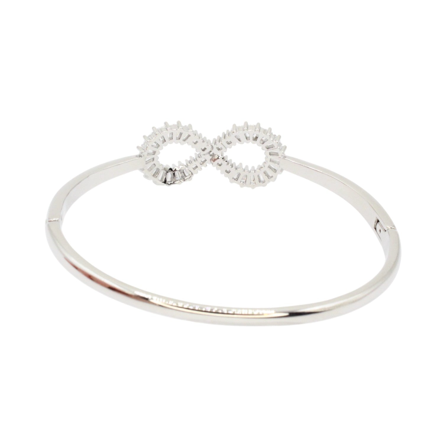 Cubic Zirconia Infinity Baguette Hinge Bangle Bracelet