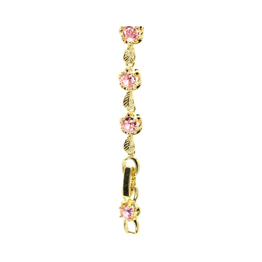 Pink CZ Flower Tennis Bracelet