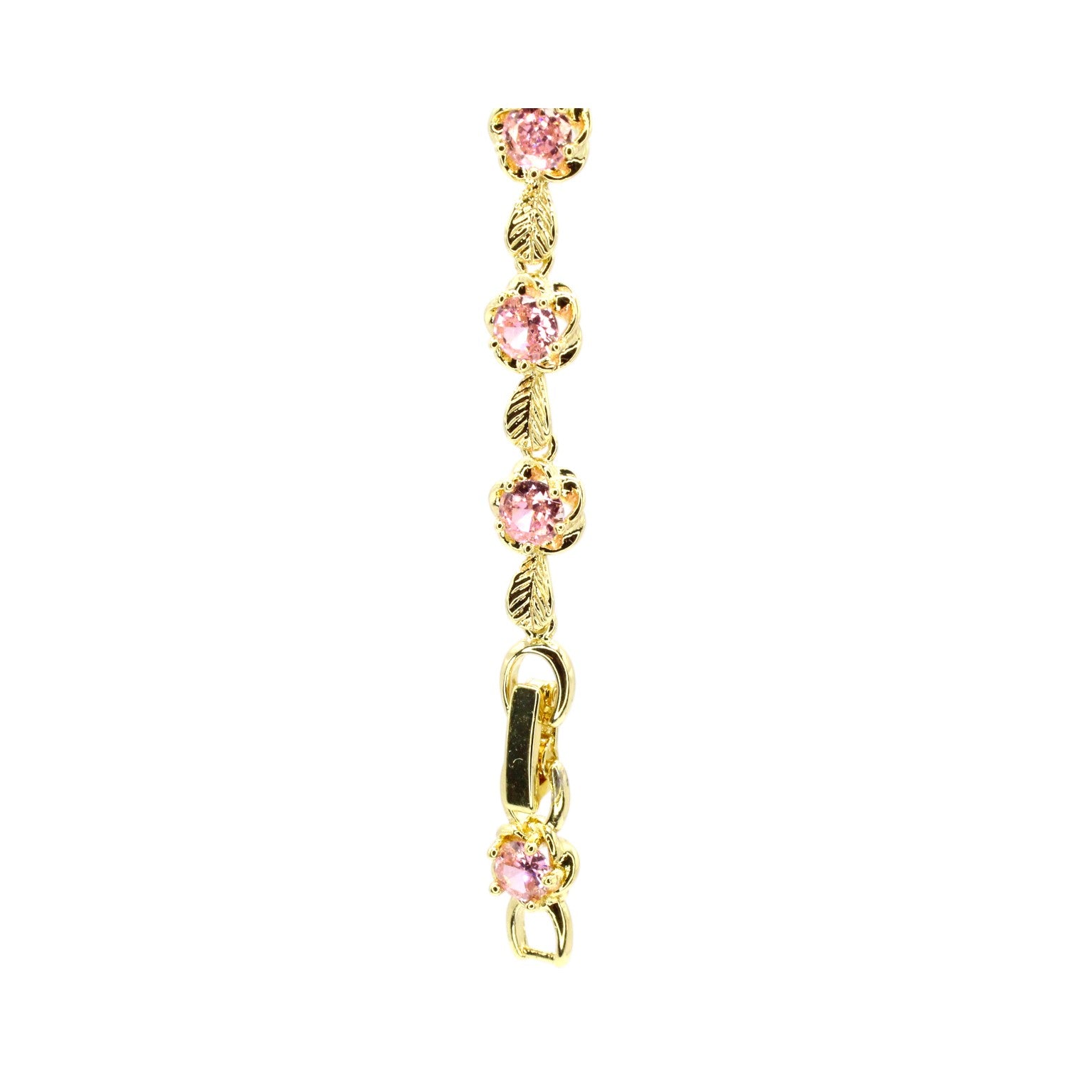 Pink CZ Flower Tennis Bracelet