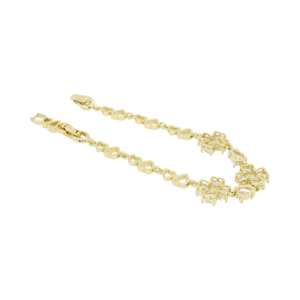CZ Clover Heart Link Tennis Bracelet