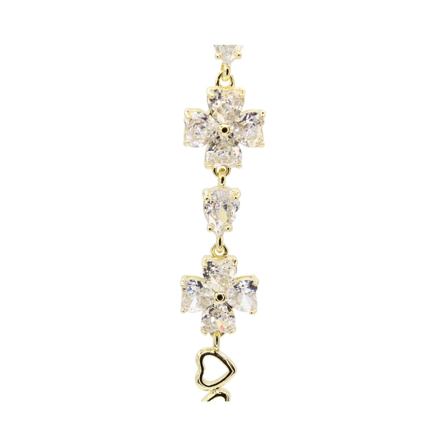 CZ Clover Heart Link Tennis Bracelet