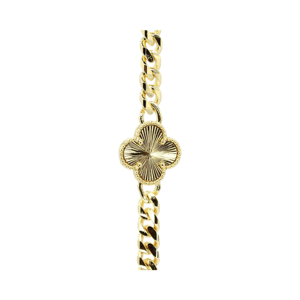 Diamond Cut Clover Cuban CZ Lock Bracelet