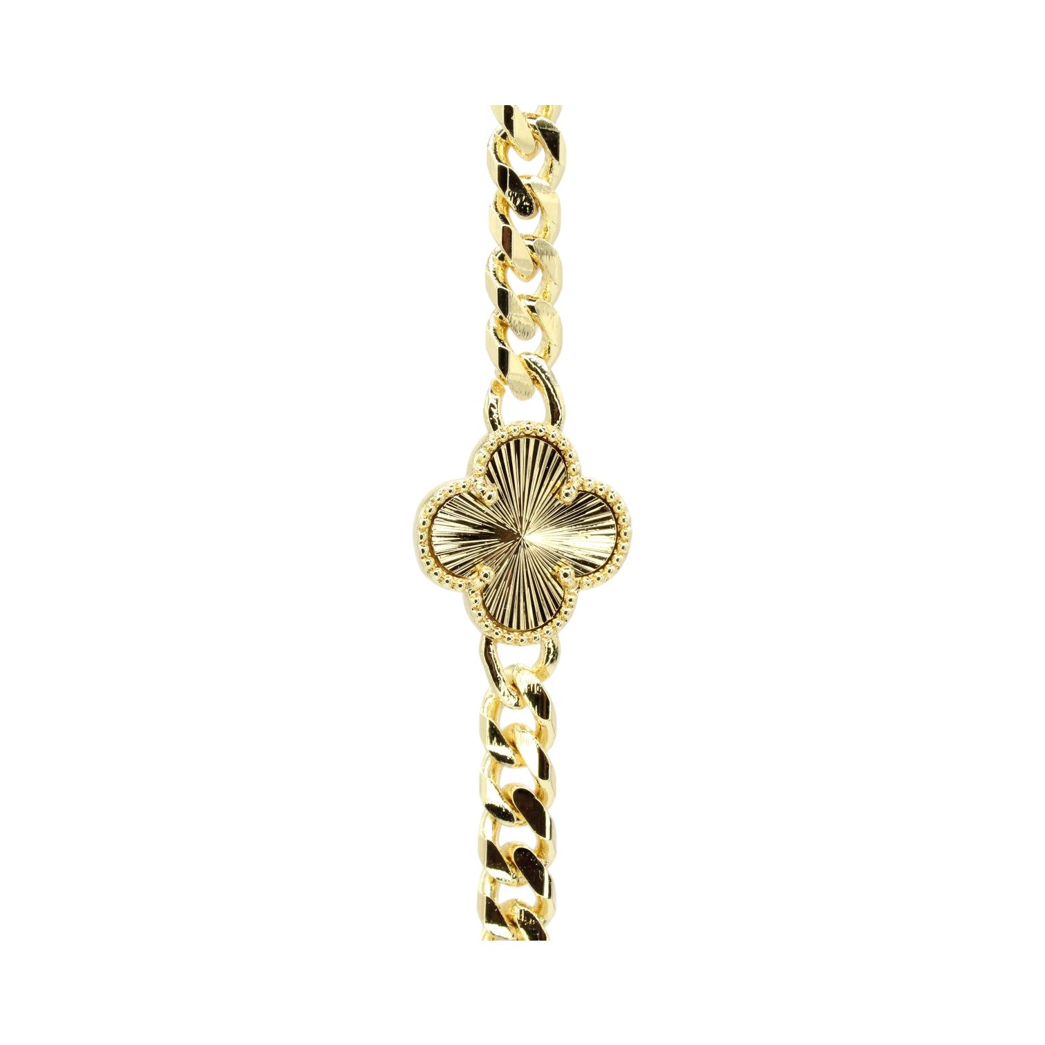 Diamond Cut Clover Cuban CZ Lock Bracelet