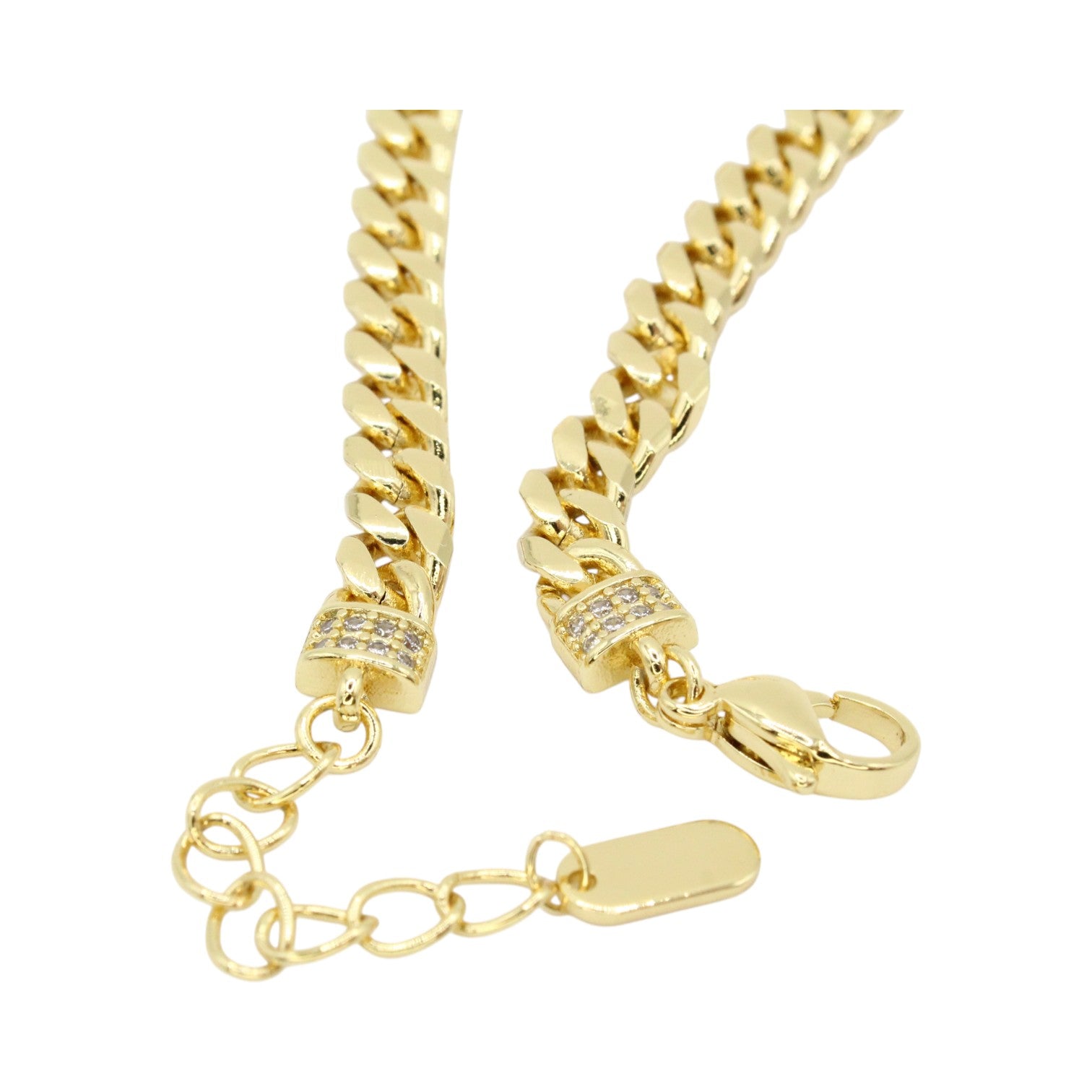 Diamond Cut Clover Cuban CZ Lock Bracelet