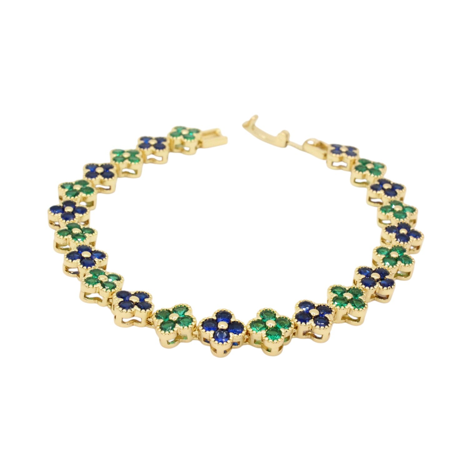 Emerald & Sapphire Clover Tennis Bracelet