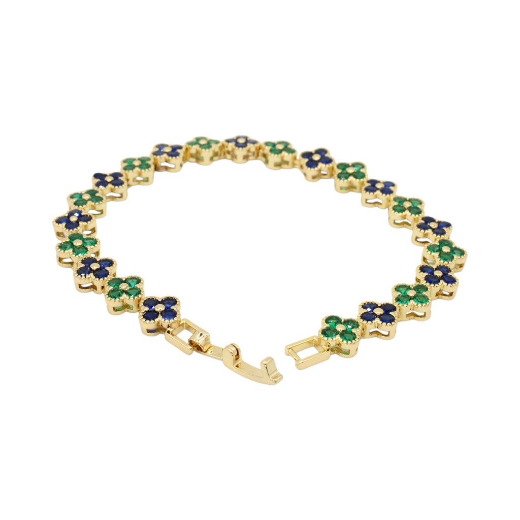 Emerald & Sapphire Clover Tennis Bracelet
