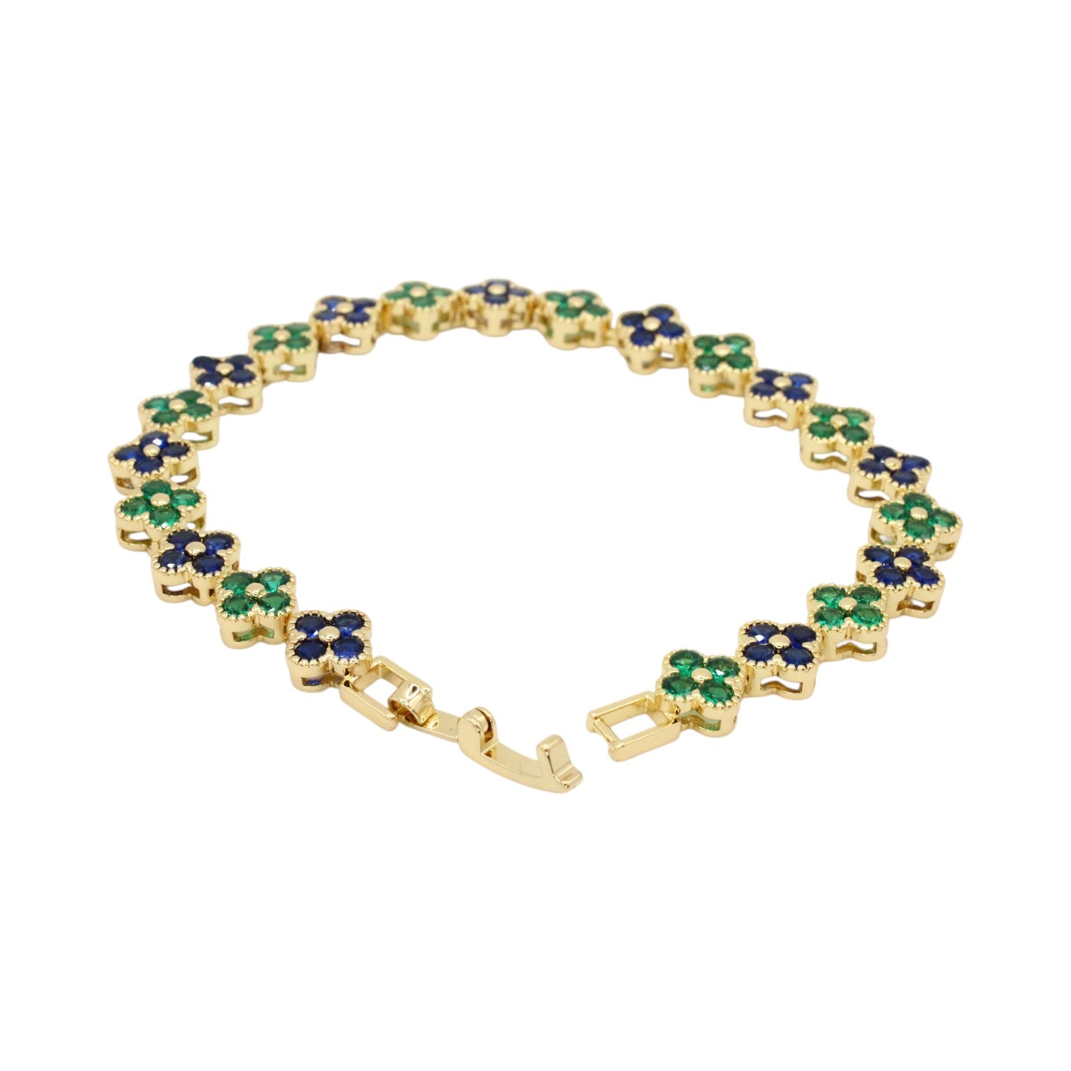 Emerald & Sapphire Clover Tennis Bracelet