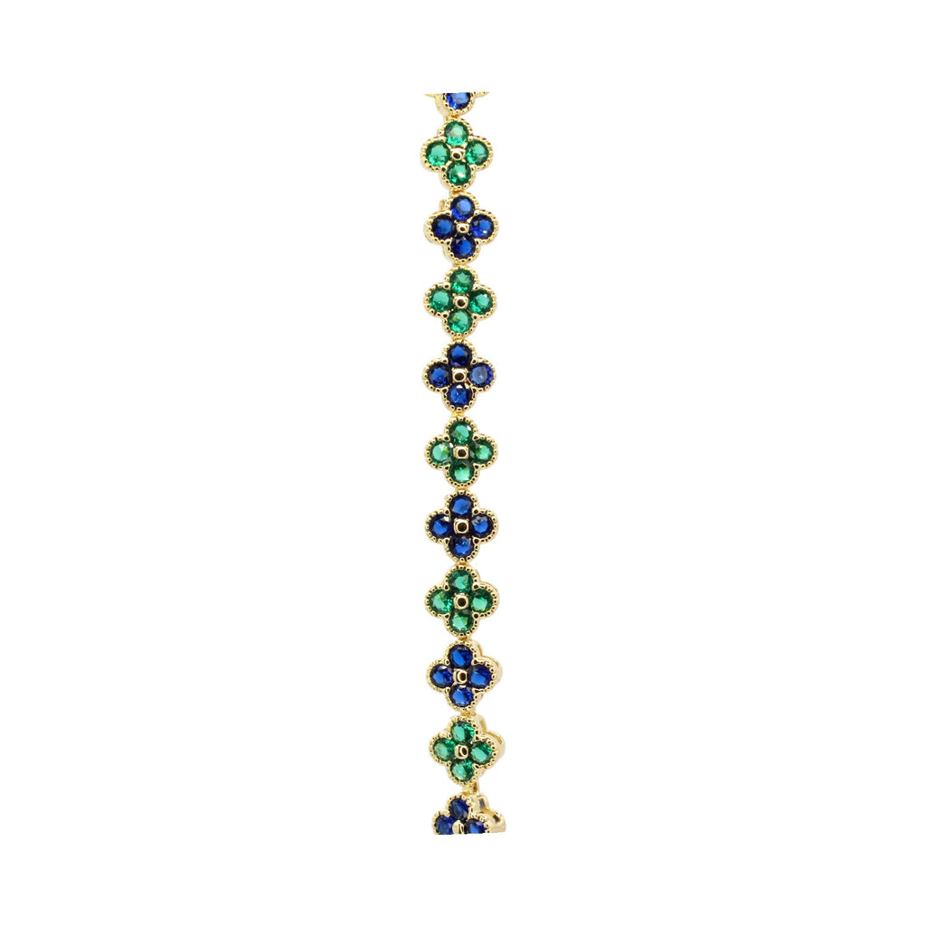 Emerald & Sapphire Clover Tennis Bracelet