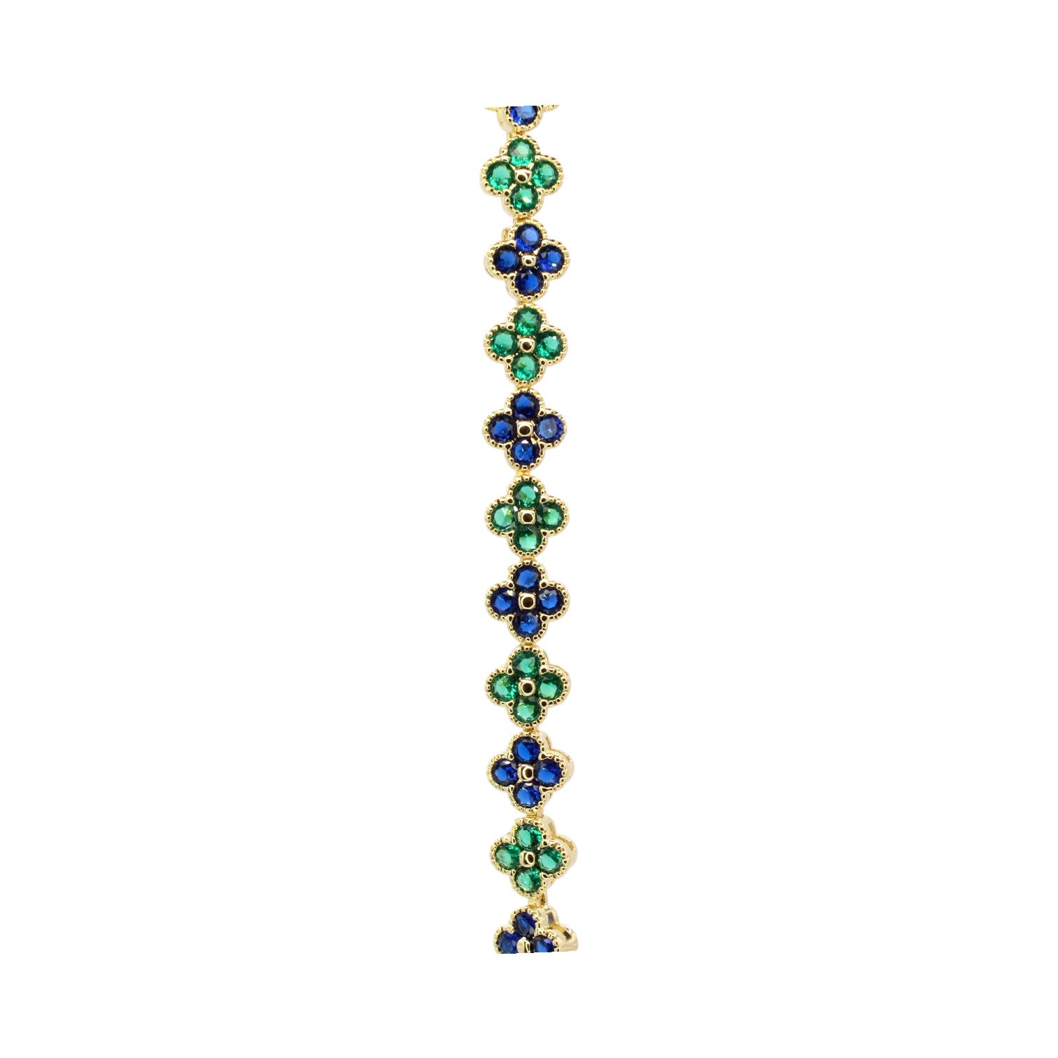 Emerald & Sapphire Clover Tennis Bracelet
