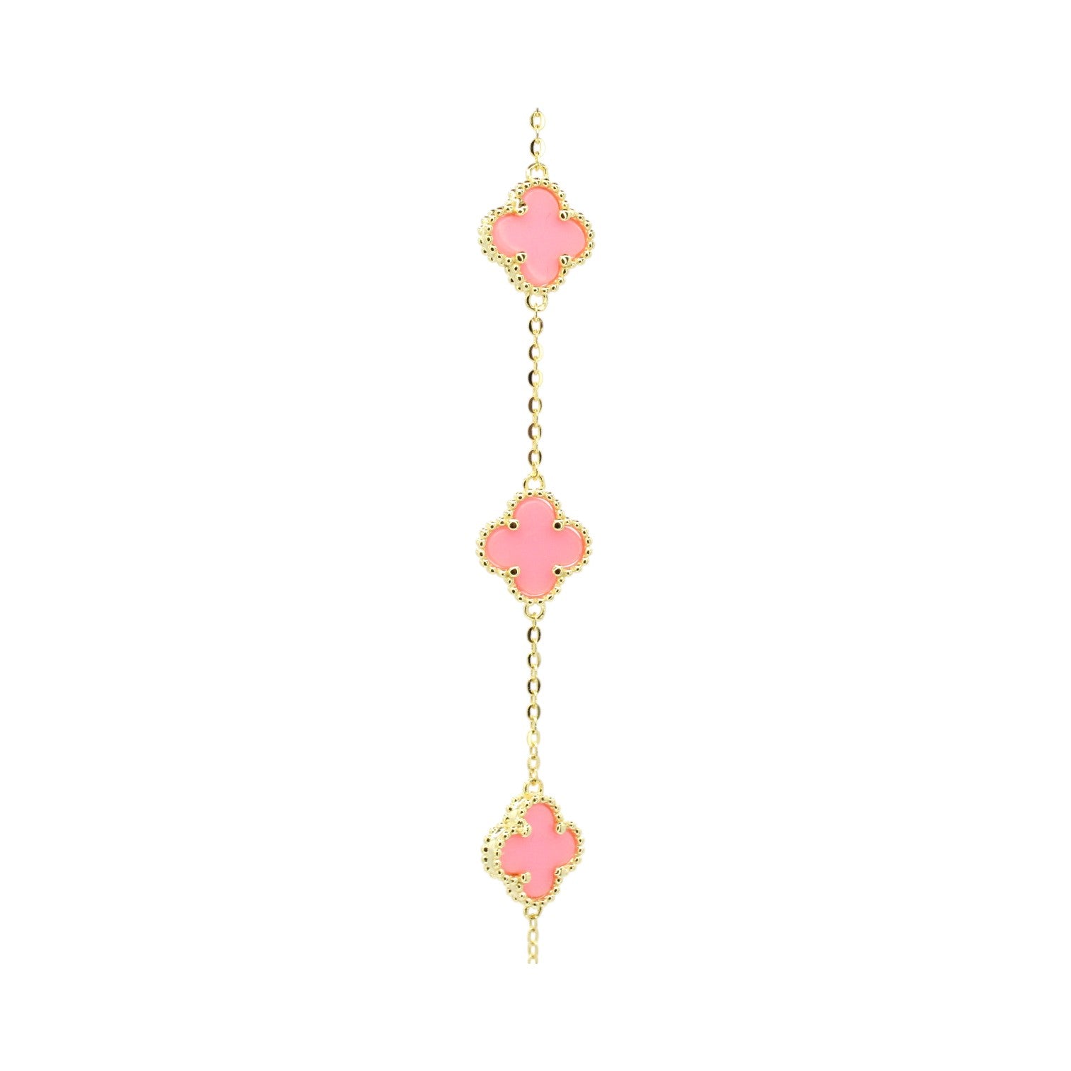 Genuine Pink Agate Mini Clover Tennis Bracelet