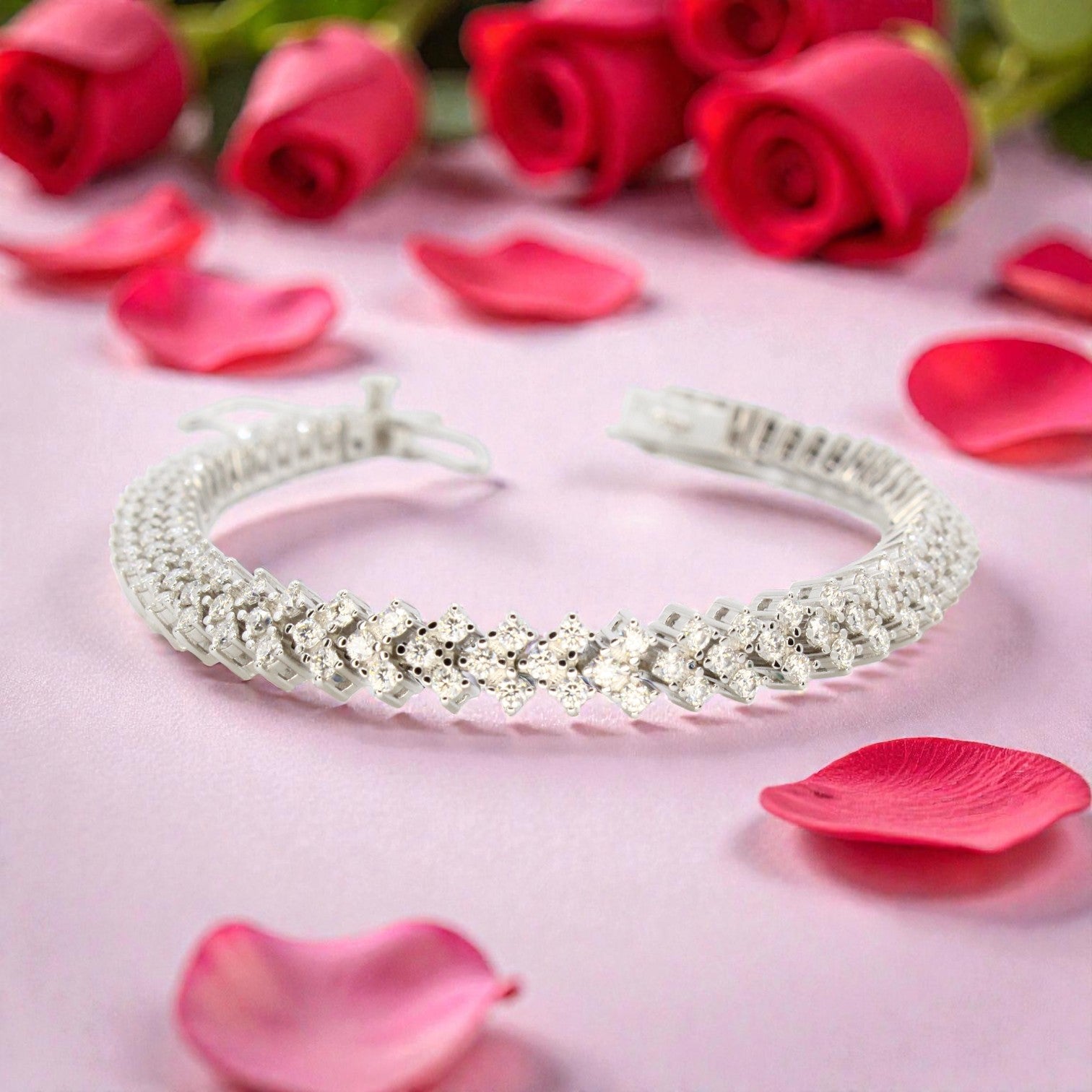 Moissanite 2.9ctw Chevron Tennis Bracelet