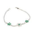 Emerald & CZ Flower Tennis Bracelet