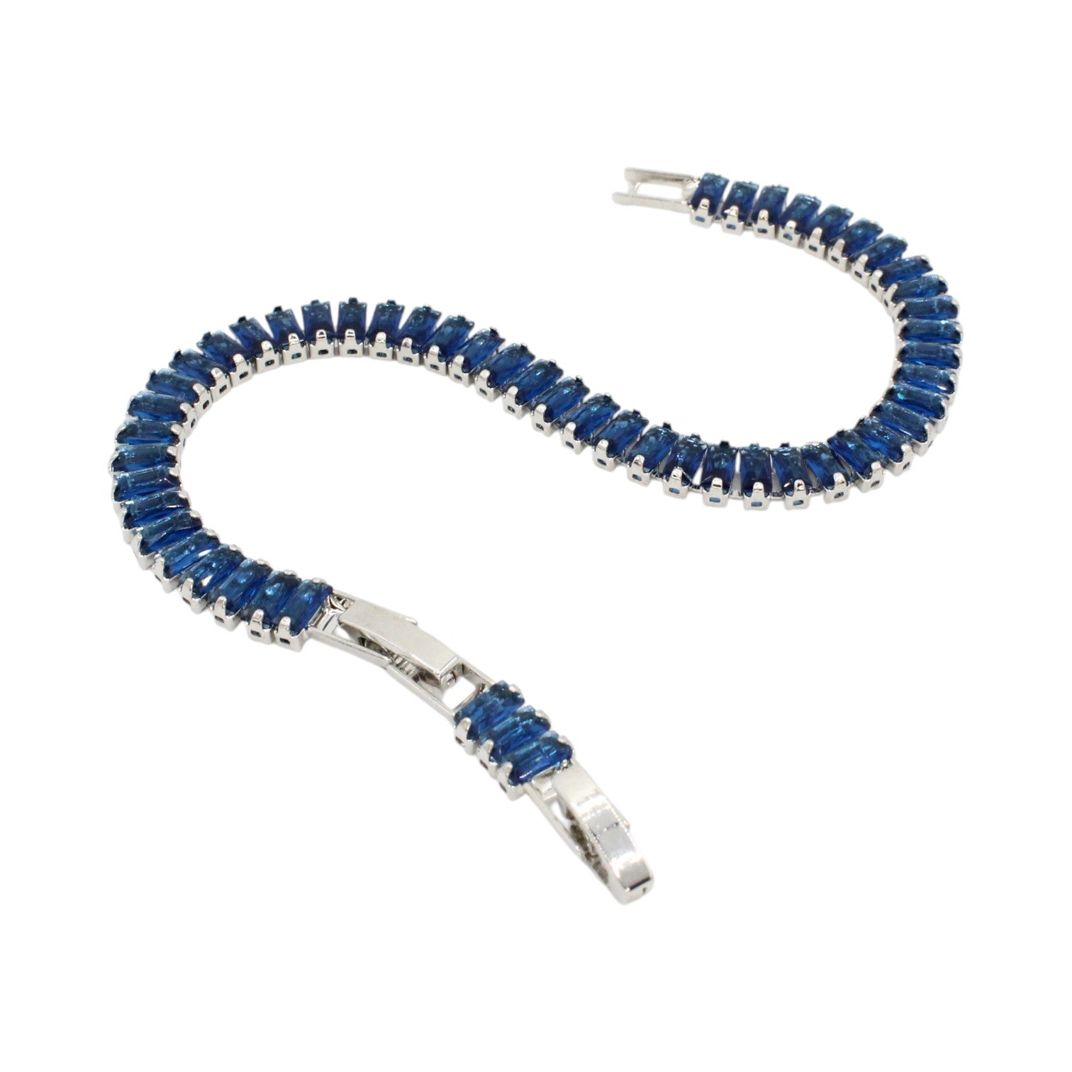 Sapphire Blue Baguette Tennis Bracelet