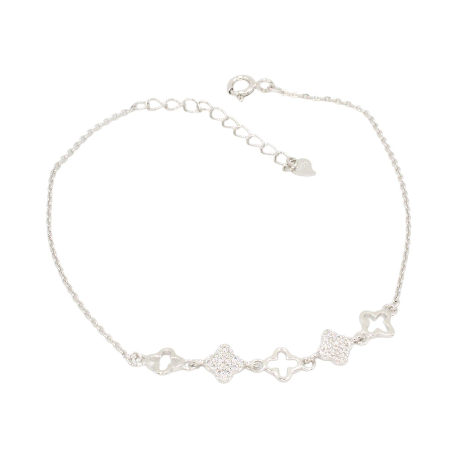 Moissanite & Filigree Micro Clover Tennis