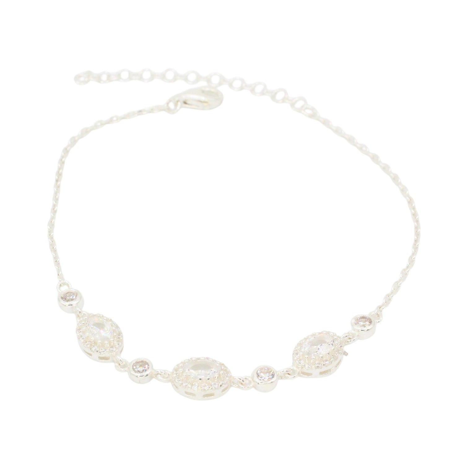 White Topaz 3-Oval Bracelet