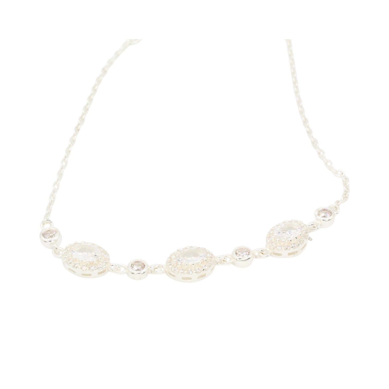 White Topaz 3-Oval Bracelet
