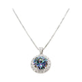 Mystic Topaz Solitaire w/Moissanite Halo Necklace