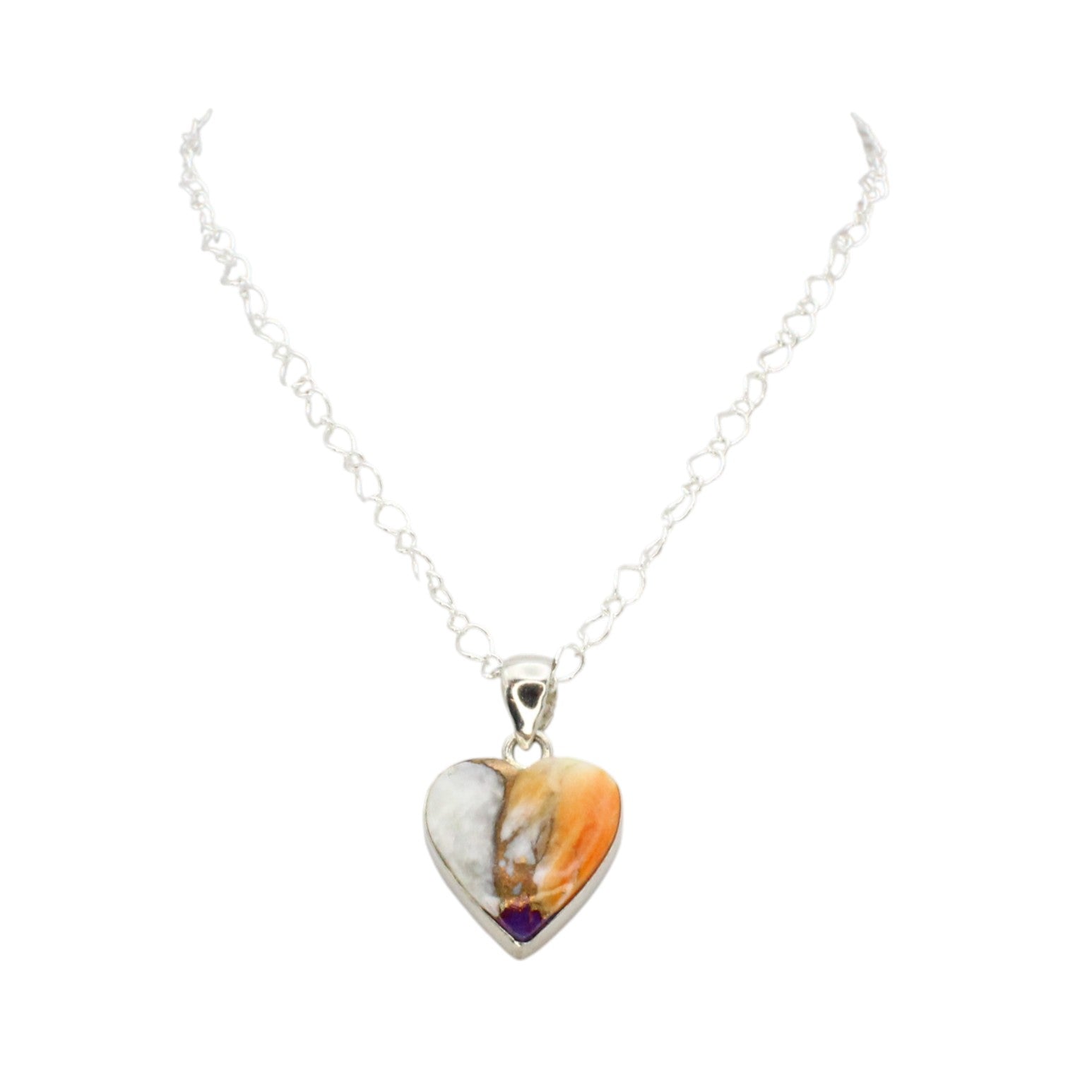 Spiny Oyster Purple Dahlia Heart Necklace