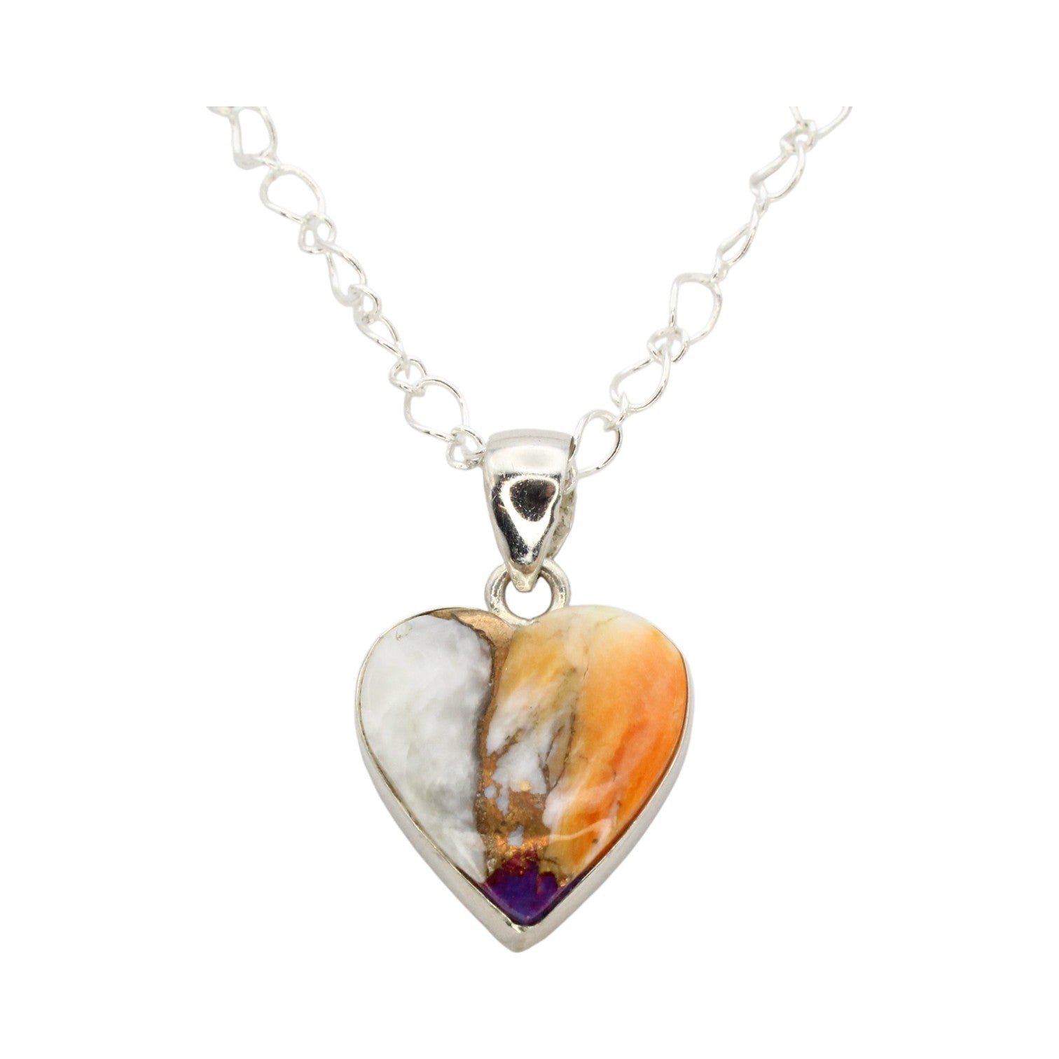Spiny Oyster Purple Dahlia Heart Necklace
