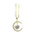 Moissanite Crescent Moon & Floating Solitaire Necklace