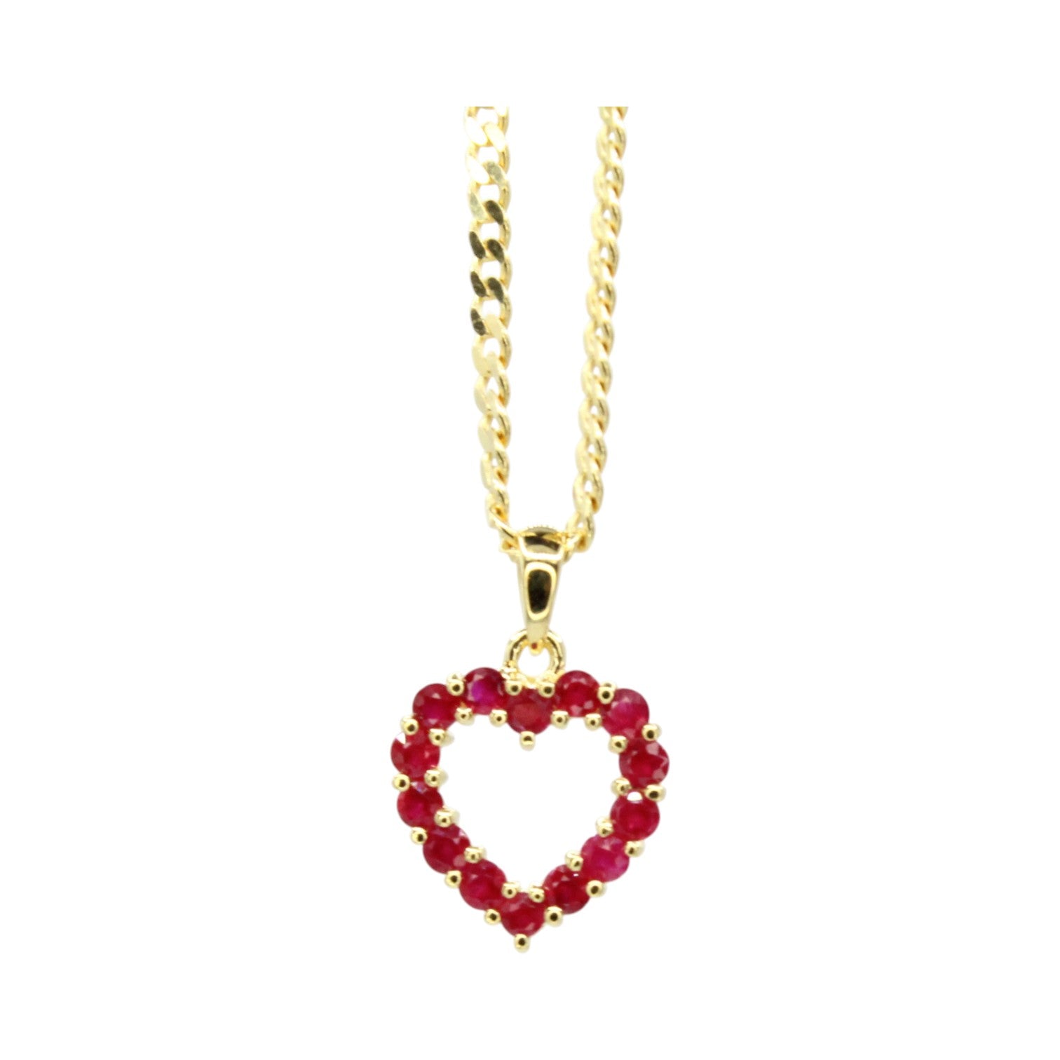 Genuine Ruby 0.43ctw & 10k Yellow Gold Heart Necklace